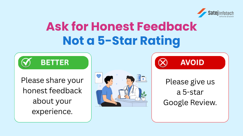 Asking patients for honest Google feedback versus requesting five star reviews