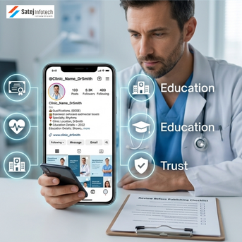 Doctor promoting clinic on Instagram with professional and educational content