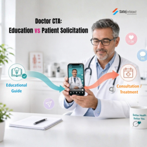 Doctor social media CTA checklist for education versus patient solicitation