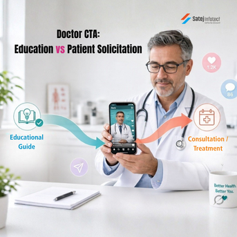 Doctor social media CTA checklist for education versus patient solicitation