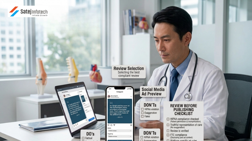 Patient reviews in paid advertisements for doctors checklist