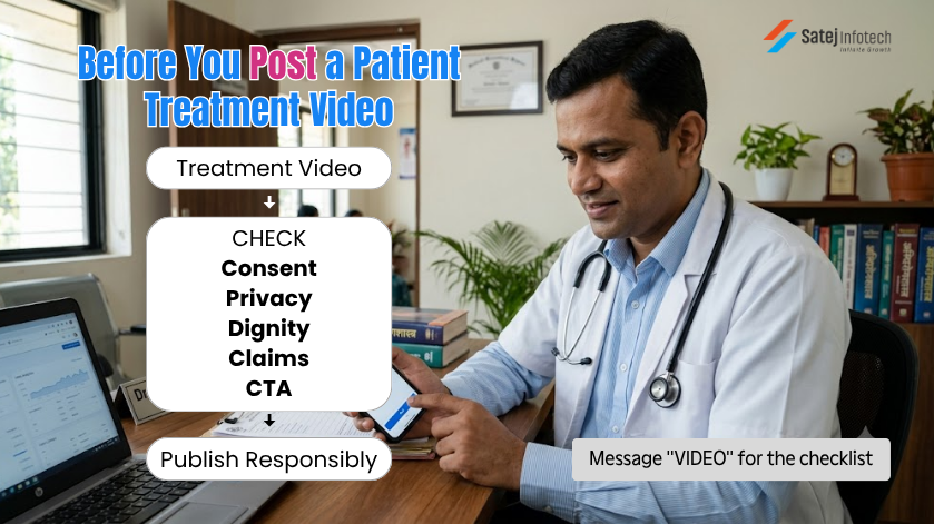 Patient treatment video checklist for doctors and healthcare social media