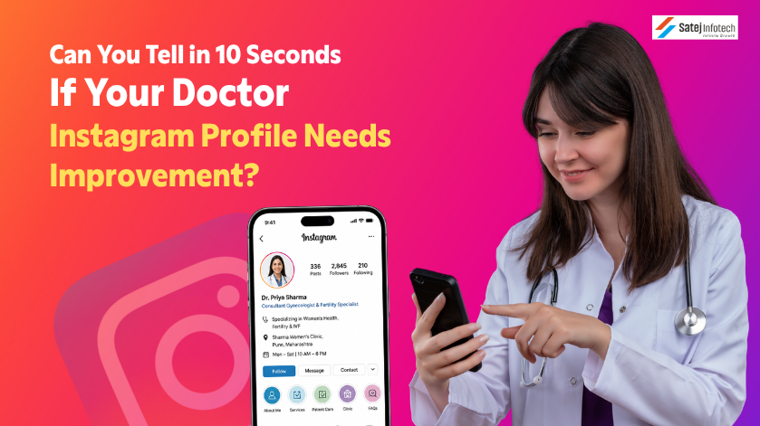 Doctor reviewing an Instagram profile for clarity and professional branding