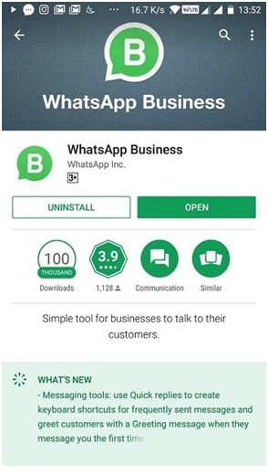 WhatsApp Business in Google Play Store