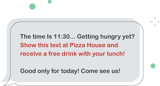good sms example with a free drink