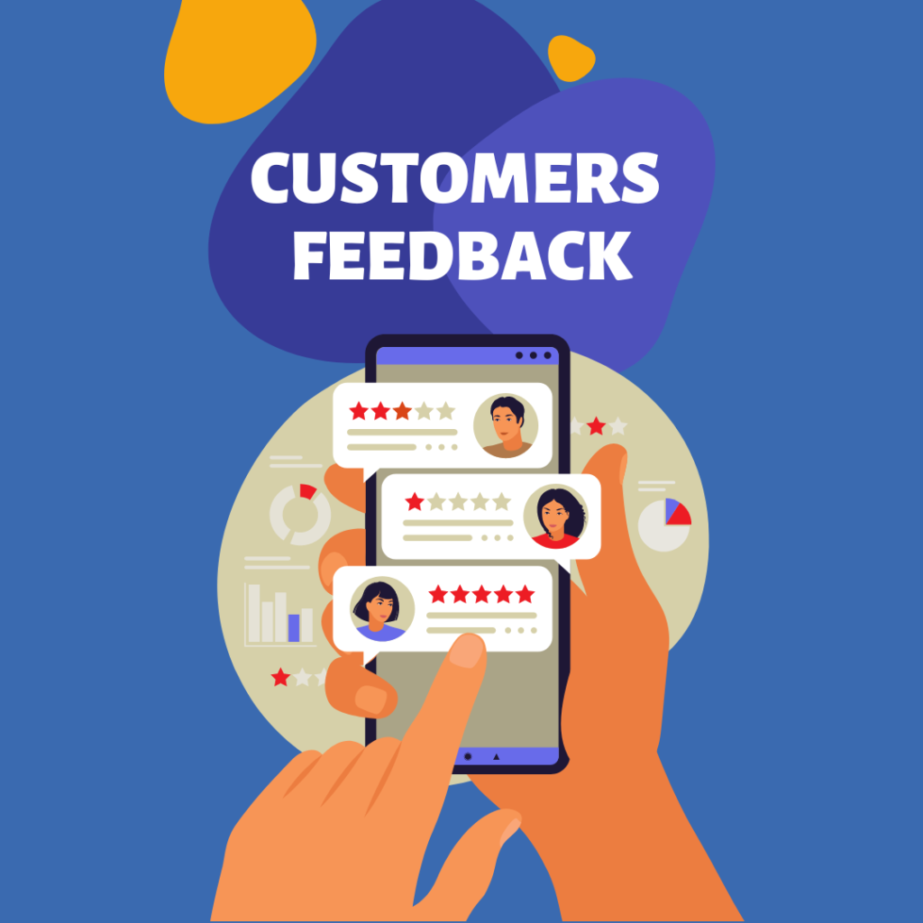 Blue Customers Feedback Abstract Instagram Story 1080 × 1080px